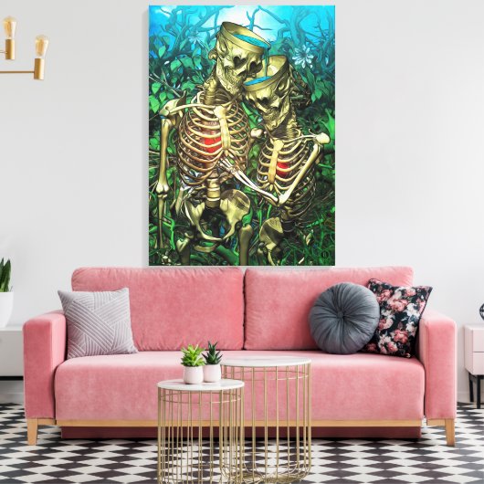 Santa Muerte Tarot - Twee bekertjes Canvas Afdruk (Insitu (Woonkamer))