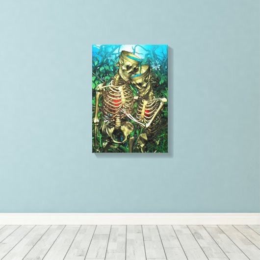 Santa Muerte Tarot - Twee bekertjes Canvas Afdruk (Insitu (Houten vloer))