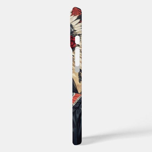 Santa Muerte versierd met rode bloemen cover (Achterkant / Links)