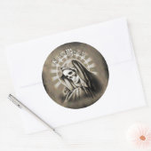 Santa Muerte ZWART EN GRIJS Ronde Sticker (Envelop)