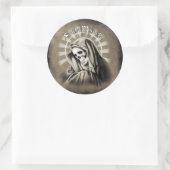 Santa Muerte ZWART EN GRIJS Ronde Sticker (Tas)