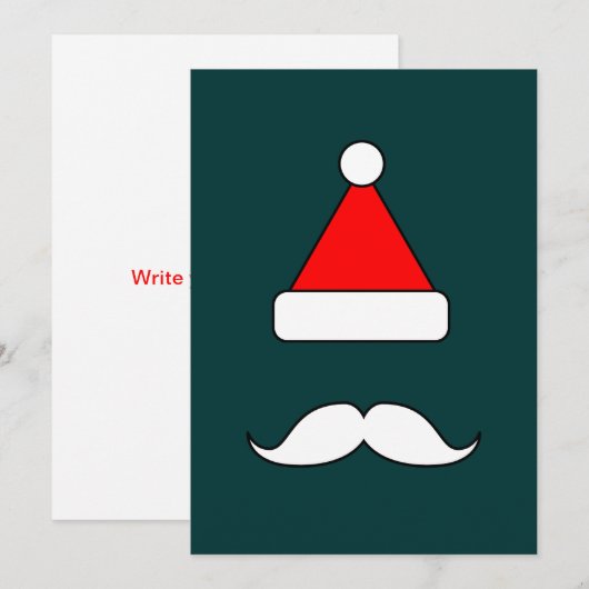 Santa Mustache Feestdagenkaart (Voorkant / Achterkant)