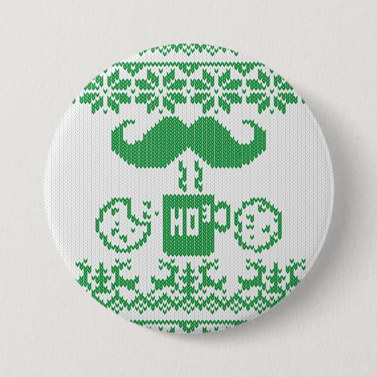 Santa Mustache Green Midnight Snack Ronde Button 7,6 Cm (Voorkant)