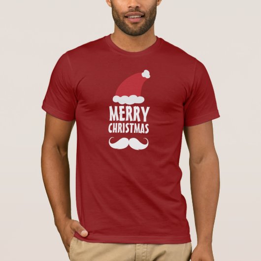 Santa Mustache Merry-Shirt voor kerstmis T-shirt (Voorkant)
