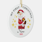 Santa My First Kerstversiering 2022 voor kinderen Keramisch Ornament (Rechts)