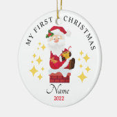 Santa My First Kerstversiering 2022 voor kinderen Keramisch Ornament (Links)