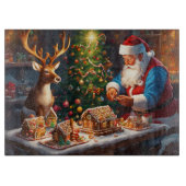 Santa N Reindeer maken peperkoek huis Kerstmis Snijplank (Voorkant)