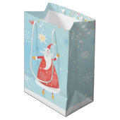 Santa n' Snowman Gift Bag Medium Cadeauzakje (Voorkant Gekanteld)