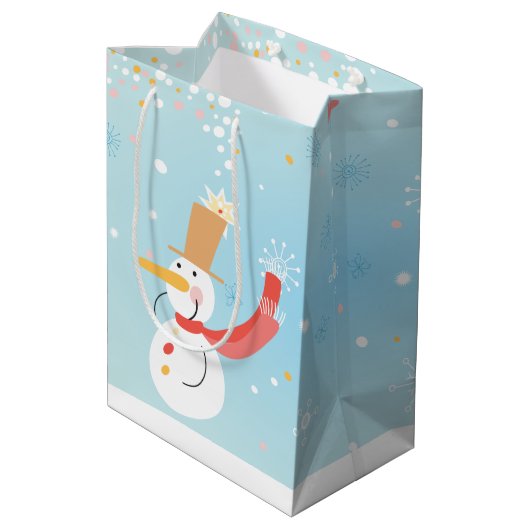 Santa n' Snowman Gift Bag Medium Cadeauzakje (Achterkant Gekanteld)