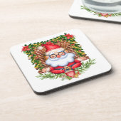 Santa Namaste Yoga Pose Kerst Onderzetter Set 6 (Linkerzijde)