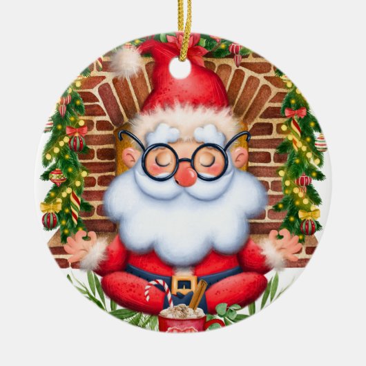 Santa Namaste Yoga Pose Kerstmis Keramisch Ornament (Voorkant)