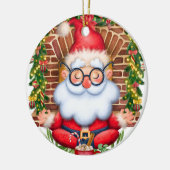 Santa Namaste Yoga Pose Kerstmis Keramisch Ornament (Links)