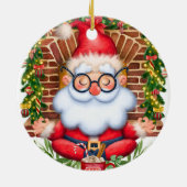 Santa Namaste Yoga Pose Kerstmis Keramisch Ornament (Achterkant)