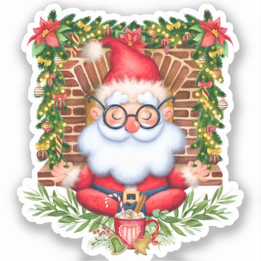 Santa Namaste Yoga Pose Kerstmis Vinyl Sticker (Voorkant)