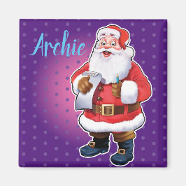 Santa name list fridge magnet