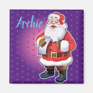 Santa name list fridge magnet