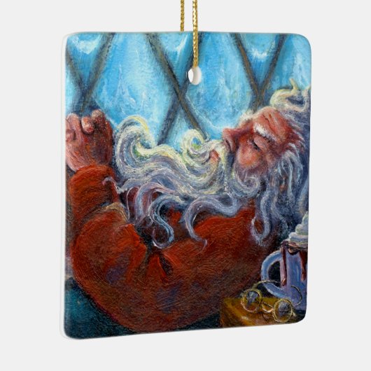"Santa Napping"-versiering Keramisch Ornament (Rechts)
