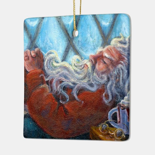 "Santa Napping"-versiering Keramisch Ornament (Links)