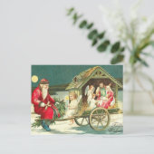 Santa Nativity Scene Christmas Briefkaart (Staand voorkant)