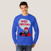 Santa & Naughty Dog Grappig Vrolijk Kerstfeest T-shirt (Voorkant volledig)