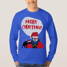 Santa & Naughty Dog Grappig Vrolijk Kerstfeest T-shirt