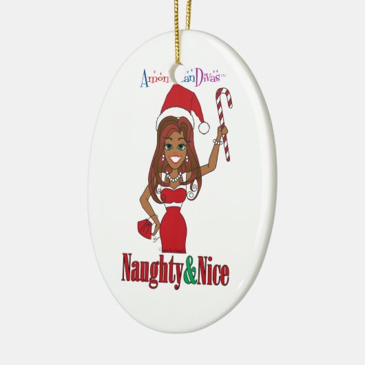 Santa Naughty en Nice Diva Keramisch Ornament (Links)