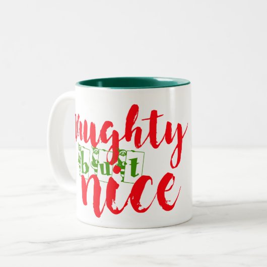 santa naughty maar nice kerstversiering mok (Voorkant links)