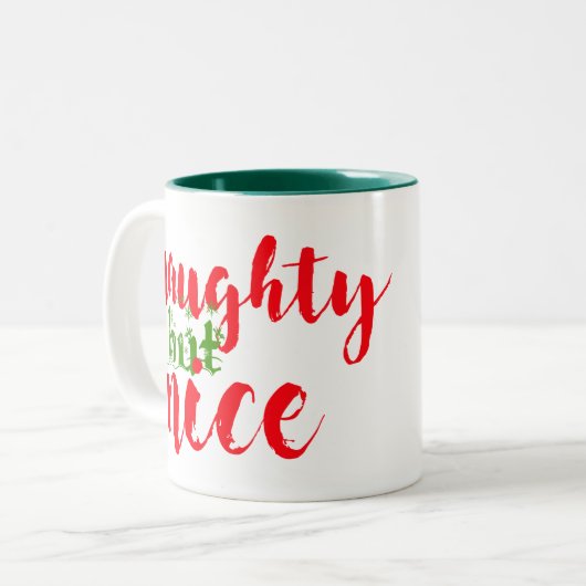 santa naughty maar nice ontwerp voor mok van kerst (Voorkant links)