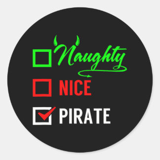 Santa Naughty Nice Pirate Christmas Checklist Ronde Sticker