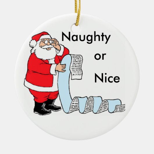 Santa Naughty of Nice Ornament (Voorkant)