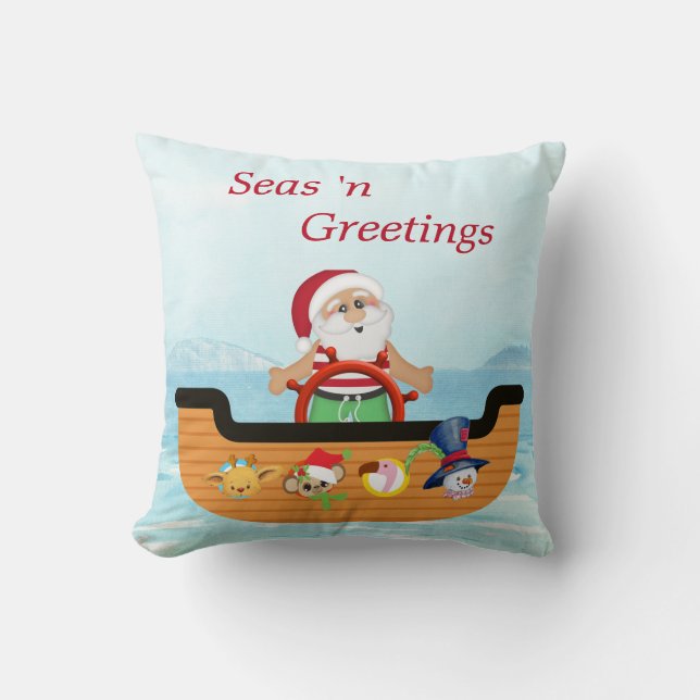 Santa Nautical Kerstmis Pillow Kussen (Voorkant)