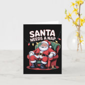 Santa Needs A Nap Funny Christmas Holiday Humor Kaart (Gele Bloem)