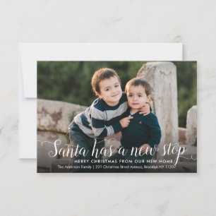 Santa New Home Stop Kerstmis Foto Holiday Moving Aankondiging