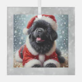 Santa Newf Puppy Christmas Ornament