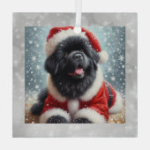 Santa Newf Puppy Christmas Ornament (Achterkant)