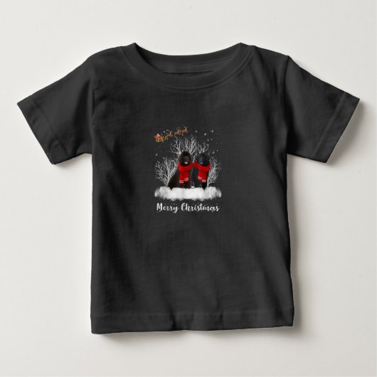 Santa Newfoundland Couple Merry Kersthond Gift (Voorkant)