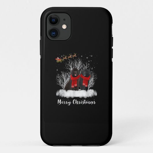 Santa Newfoundland Couple Merry Kersthond Gift Case-Mate iPhone Case (Achterkant)