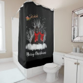 Santa Newfoundland Couple Merry Kersthond Gift Douchegordijn (In situ)