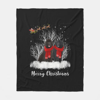Santa Newfoundland Couple Merry Kersthond Gift Fleece Deken