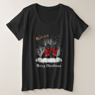 Santa Newfoundland Couple Merry Kersthond Gift Grote Maat T-shirt