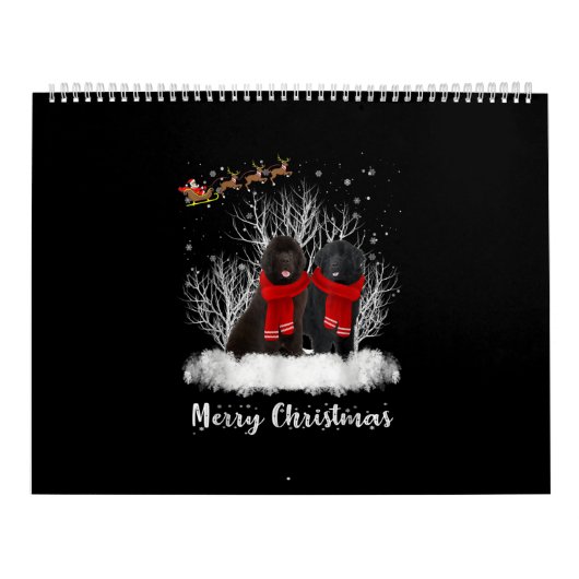 Santa Newfoundland Couple Merry Kersthond Gift Kalender (Hoes)