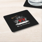 Santa Newfoundland Couple Merry Kersthond Gift Kartonnen Onderzetters (Schuin)