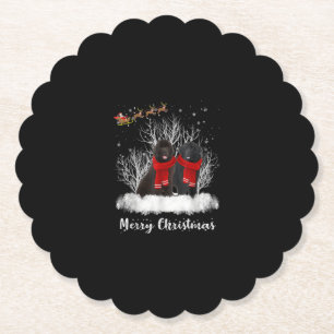 Santa Newfoundland Couple Merry Kersthond Gift Kartonnen Onderzetters