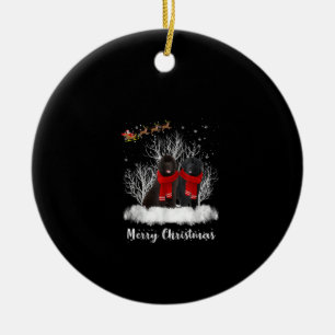 Santa Newfoundland Couple Merry Kersthond Gift Keramisch Ornament