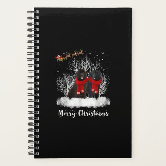 Santa Newfoundland Couple Merry Kersthond Gift Planner (Voorkant)