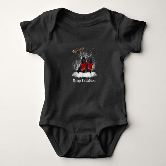 Santa Newfoundland Couple Merry Kersthond Gift Romper (Voorkant)