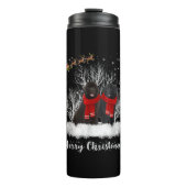 Santa Newfoundland Couple Merry Kersthond Gift Thermosbeker (Voorkant)