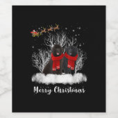 Santa Newfoundland Couple Merry Kersthond Gift Wijn Etiket (Enkel label)