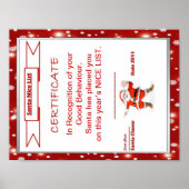 Santa Nice-lijstcertificaat Poster (Voorkant)