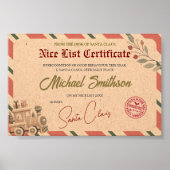 Santa Nice-lijstcertificaat Poster (Voorkant)
